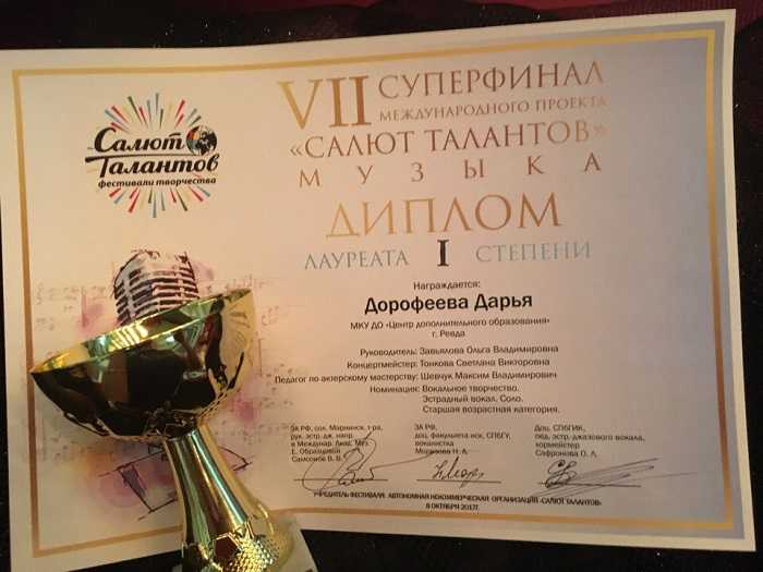 Диплом Дарьи Дорофеевой.